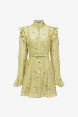 Kristy Butterfly Sleeve Mini Dress - Pistachio Rose Print