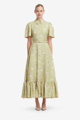 Becca Short Sleeve Midi Dress - Pistachio Rose Print