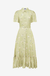Becca Short Sleeve Midi Dress - Pistachio Rose Print