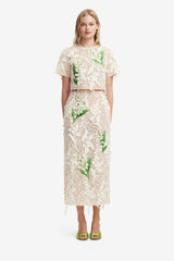 Kyra Embellished Lace Maxi Skirt - Snow Meadow