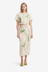 Kyra Embellished Lace Maxi Skirt - Snow Meadow