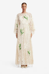 Willow Embellished Lace Kaftan Maxi - Snow Meadow