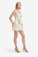 Roselle Embellished Lace Bustier Mini Dress - Snow Meadow