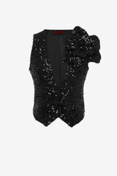 Anna-May Sequin Vest - Onyx