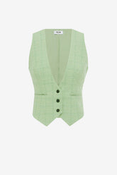 Anna-May Tweed Vest - Caledon Green