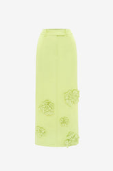 Olivia Petal Maxi Skirt - Chartreuse