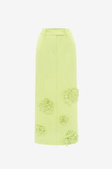Olivia Petal Maxi Skirt - Chartreuse