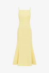 Regina Tweed Midi Dress - Sorbet Yellow