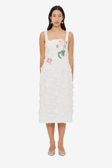 Larissa Embroidered Lace Midi Dress - Snow
