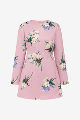 Aliza Long Sleeve Mini Dress - Bouquet Print in Pastel Pink