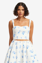 Lexi Top - Ditsy Floral Print in Snow