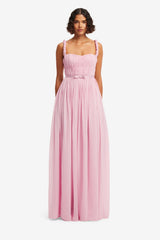 Angelina Ruffled Floor Length Dress - Pastel Pink