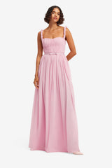 Angelina Ruffled Floor Length Dress - Pastel Pink