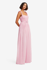 Angelina Ruffled Floor Length Dress - Pastel Pink
