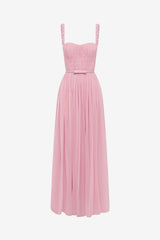 Angelina Ruffled Floor Length Dress - Pastel Pink
