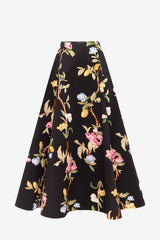 Elina Maxi Skirt - Lemon Vine Print in Ebony
