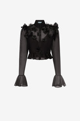 Maeve Petal Butterfly Long Sleeve Top - Ebony
