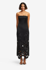 Rayna Appliqué Bustier Maxi Dress - Lily in Ebony
