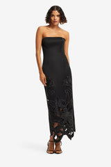 Rayna Appliqué Bustier Maxi Dress - Lily in Ebony