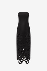 Rayna Appliqué Bustier Maxi Dress - Lily in Ebony