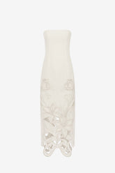 Rayna Appliqué Bustier Maxi Dress - Lily in Snow