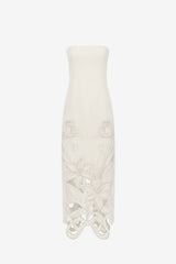 Rayna Appliqué Bustier Maxi Dress - Lily in Snow