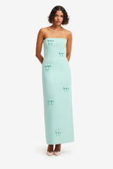 Rayna Bow Bustier Maxi Dress - Pale Turquoise