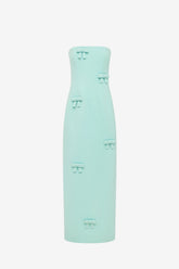 Rayna Bow Bustier Maxi Dress - Pale Turquoise