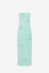 Rayna Bow Bustier Maxi Dress - Pale Turquoise