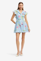 Isla Mini Dress - Tulip Print in Blue