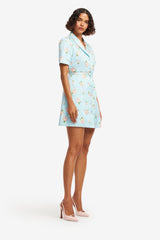 Brigitte Mini Dress - Ditsy Floral Print in Blue