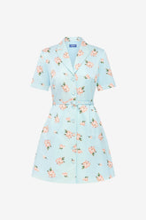 Brigitte Mini Dress - Ditsy Floral Print in Blue