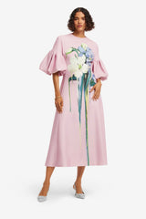 Everly Midi Dress - Bouquet Print in Pastel Pink