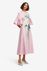 Everly Midi Dress - Bouquet Print in Pastel Pink