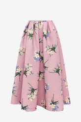 Victoria Puff Maxi Skirt - Bouquet Print in Pastel Pink
