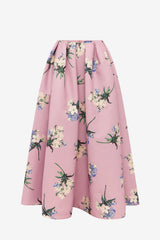 Victoria Puff Maxi Skirt - Bouquet Print in Pastel Pink
