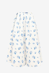 Victoria Puff Maxi Skirt - Ditsy Floral Print in Snow