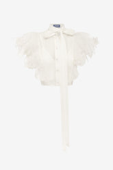 Jasmine Appliqué Flutter Sleeve Top - Snow