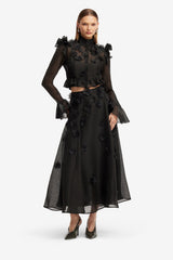 Leila Petal Midi Skirt - Ebony