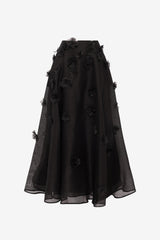 Leila Petal Midi Skirt - Ebony