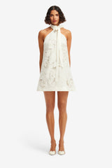 Lola Appliqué Halterneck Mini Dress - Snow