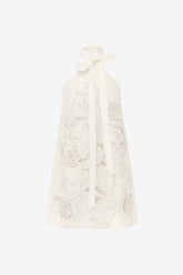 Lola Appliqué Halterneck Mini Dress - Snow