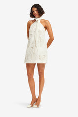 Lola Appliqué Halterneck Mini Dress - Snow