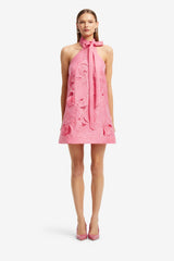 Lola Appliqué Halterneck Mini Dress - Fuchsia