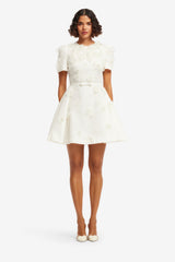 Elyse Petal Short Sleeve Mini Dress - Snow