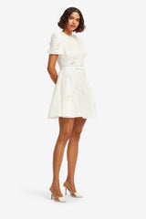 Elyse Petal Short Sleeve Mini Dress - Snow