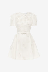 Elyse Petal Short Sleeve Mini Dress - Snow