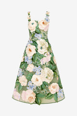 Beatrice Floral Hand-Embroidered Midi Dress - Blossom
