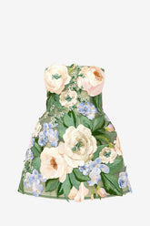Roselle Floral Hand-Embroidered Bustier Mini Dress - Blossom