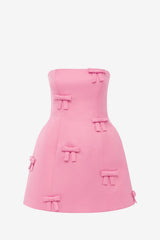 Roselle Bow Mini Dress - Fuchsia